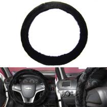 Capa para Volante de Carro de Pelúcia Preto Interior mais Elegante e Moderno