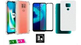 Capa + Película 3d + Película Câmera + Película Traseira Fibra Para Moto G9 Play
