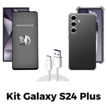 Capa + Película 3D Privacidade + Cabo USB Tipo C para Samsung Galaxy S24 Plus Capa + Película 3D Privacidade + Cabo USB Tipo C para Samsung Galaxy S24 Plus