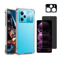 Capa + Película 3d Privacidade + Lente Câmera Compatível Xiaomi Poco X5 Pro - Jodda