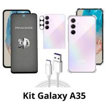 Capa + Película 3D Privacidade + Película de Câmera + Cabo USB Tipo C para Samsung Galaxy A35