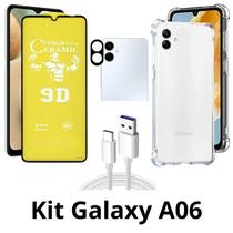 Capa + Película Fosca + Película de Câmera + Cabo USB Tipo C para Samsung Galaxy A06