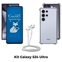 Capa + Película Fosca Privacidade + Fone de Ouvido para Samsung Galaxy S24 Ultra