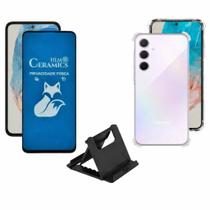 Capa + Película Fosca Privacidade + Suporte de Mesa para Samsung Galaxy A35 Capa + Película Fosca Privacidade + Suporte de Mesa para Samsung Galaxy A35