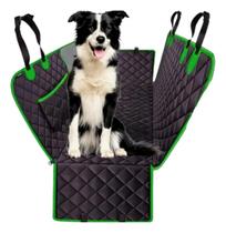 Capa Pet para Carro PORTE GRANDE Capa Protetora Banco Traseiro Pet Cães Gatos Passagem Cinto Capa Protetora Carro Pet VERDE PRETO