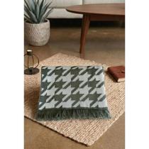 Capa Poncho Em Tricot Pied Poule Feminino Com Franjas Manga Longa Outono Inverno