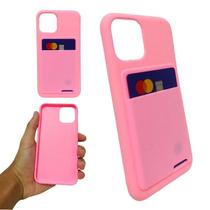 Capa porta cartão em silicone compatível com apple iphone 11 pro (tela: 5.8") (4g) cor:rosa
