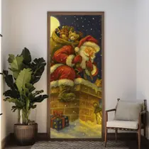 Capa Porta Natalina Papai Noel Decoração Festiva Feliz Natal