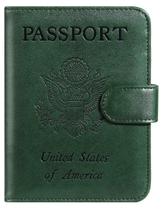 Capa porta-passaporte, carteira de couro com bloqueio de RFID, Atrovirens Capa porta-passaporte, carteira de couro com bloqueio de RFID, Atrovirens