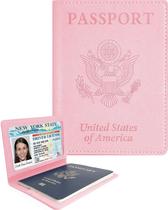 Capa porta-passaporte em couro Sizobi para viagens rosa Capa porta-passaporte em couro Sizobi para viagens rosa