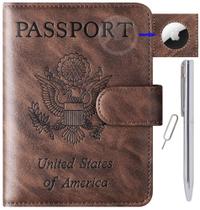 Capa porta-passaportes Wallet Travel Essentials, capa de couro com bloqueio RFID