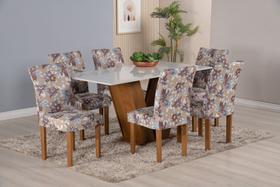 Capa Pra Cadeira Jantar Para Mesa 4 Lugares Estampado Malha Gel