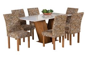 Capa Pra Cadeira Jantar Para Mesa 4 Lugares Estampado Malha Gel