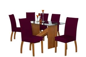 Capa Pra Cadeira Jantar Para Mesa 4 Lugares Malha Gel Bordo