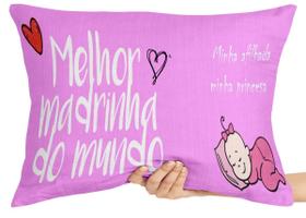 Capa Premium para Travesseiro ou Almofada melhor madrinha do mundo rosa Capa Premium para Travesseiro ou Almofada melhor madrinha do mundo rosa