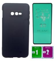 Capa Preta Aveludada Para Galaxy S10e + Pelicula Ceramica
