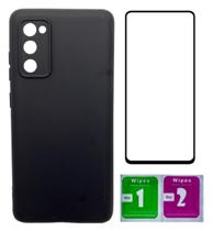 Capa Preta Aveludada Para Galaxy S20 Fe + Pelicula Vidro 3D