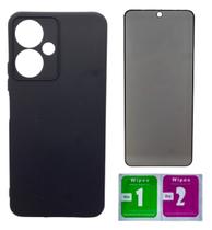 Capa Preta Aveludada Para Redmi Poco M6 5g + Pel Privacidade