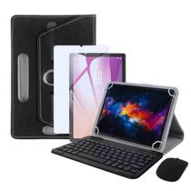 Capa preta c/ Teclado Mouse + Película Vidro para Tablet Tab Lenovo M9