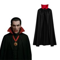 Capa Preta com Gola Vermelha Vampiro Adulto Festa Halloween Capa Preta com Gola Vermelha Vampiro Adulto Festa Halloween