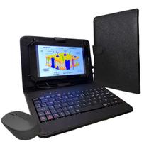 Capa preta com Teclado e Mouse p/ Tablet Android Tipo C de 7 a 8.7 polegadas