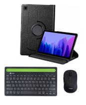 Capa Preta Giratória p/ Tablet Samsung A7 T500 T505 10.4 + Teclado e Mouse Bluetooth Kit Sem fio