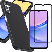 Capa Preta Silicone Veludo Para Galaxy A15 6.5 + Pelicula 3d Capa Preta Silicone Veludo Para Galaxy A15 6.5 + Pelicula 3d