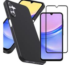 Capa Preta Silicone Veludo Para Galaxy A15 6.5 + Pelicula 3d