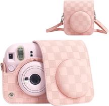 Capa Proteção Bolsa Para Instax Mini 12 Xadrez - Rosa
