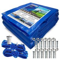 Capa Proteção de Piscina 4,5x4 Metros CK300 Micras Polietileno Kit de Instalação Proteção contra Sujeira, Poeira e Folhas Capa Proteção de Piscina 4,5x4 Metros CK300 Micras Polietileno Kit de Instalação Proteção contra Sujeira, Poeira e Folhas