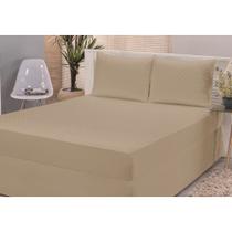 Capa Protetor Colchão Casal 188 x 138 x 35 Bege Impermeável Zíper