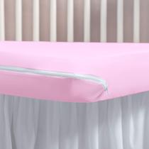 Capa Protetor de Colchão para Berço de Malha Com Ziper Rosa Menina Capa Protetor de Colchão para Berço de Malha Com Ziper Rosa Menina