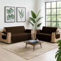 Capa Protetor de Sofá 3 e 2 Lugares Retratil Reclinavel com Porta Objeto Lateral Decorativo