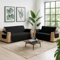 Capa Protetor de Sofá 3 e 2 Lugares Retratil Reclinavel com Porta Objeto Lateral Decorativo