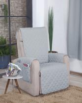 Capa Protetor Sofá 1 lugar Poltrona Papai Cinza Claro L*