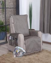 Capa Protetor Sofá 1lugar Poltrona Papai Camurça Suede Avelã