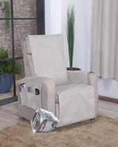 Capa Protetor Sofá 1lugar Poltrona Papai Camurça Suede Palha