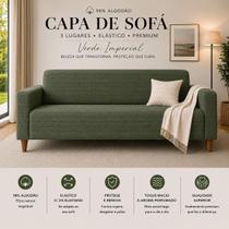 Capa Protetor Sofá Poltrona 3 Lugares Algodão Elástica Conforto