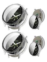 Capa protetora 2 em 1 para Garmin Venu 4 41 mm, NOUKAJU, com película de vidro temperado 9H integrada, PC rígido, fácil de instalar, protetor de tela para Garmin Venu 4 41 mm (transparente + transparente)