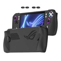 Capa Protetora Antiderrapante Silicone Para Asus Rog Ally Preta + 4 Caps