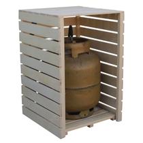 Capa Protetora Botijão de Gás de Cozinha em Madeira Maciça Cru com Suporte Capa Protetora Botijão de Gás de Cozinha em Madeira Maciça Cru com Suporte