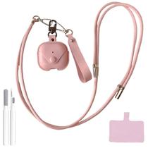 Capa protetora Chouxilin em couro genuíno para AirPods 4 rosa