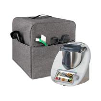 Capa Protetora Cinza Espessa De Dupla Camada Para Mixer Thermomix TM5 TM6 Com Armazenamento Lateral