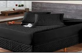 Capa Protetora Colchão Box Casal Padrão Matelado Impermeável - Preto