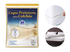 Capa Protetora Colchão Casal Antiácaro Com Ziper Prático - Plastleo