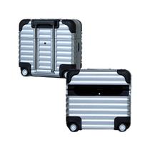 Capa Protetora Compatível com AirPods 4, Formato Mala de Viagem Cinza com Adesivos