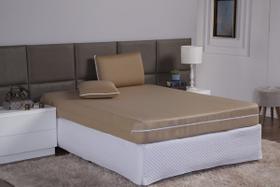 Capa Protetora de Colchão Solteiro King com Zíper Malha Gel Lisa 28 cm de Altura 1 pç Avelã Cáqui