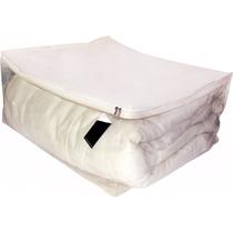 Capa Protetora de Edredom Cobertor 50x50x28cm em Plástico e TNT Branco - Sonho e Estilo