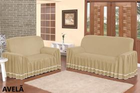 Capa Protetora De Sofá Microfibra Com Babado 2 e 3 Lugares Dália - Avelã