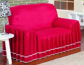 Capa Protetora De Sofá Microfibra Com Babado 3 Lugares Dalia - Vermelho